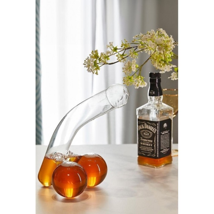 Set Decantor Party DrunkenBalls cu 2 pahare, design creativ, din sticla, 500 ml, 23 cm, transparent, Doty® [7]