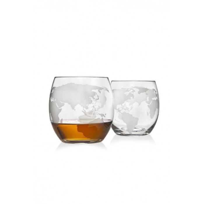 Set decantor premium By Sea Drink, design glob pamantesc, 2 pahare, dop de sticla, eleganta si rafinament,800 ml, Doty® [5]
