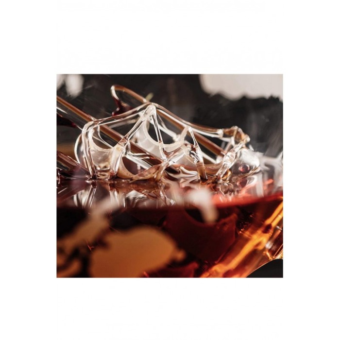 Set decantor premium By Sea Drink, design glob pamantesc, 2 pahare, dop de sticla, eleganta si rafinament,800 ml, Doty® [8]