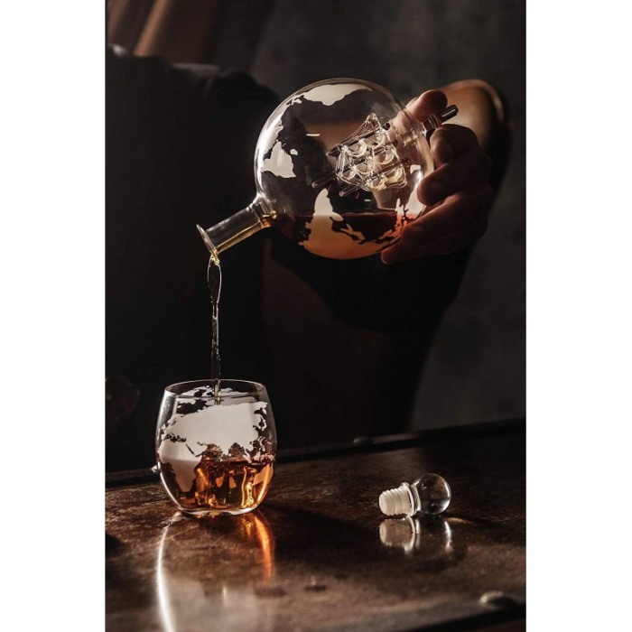 Set decantor premium By Ship Drink,850  ml, 2 pahare cu imprimeu, 9 cuburi din granit [6]