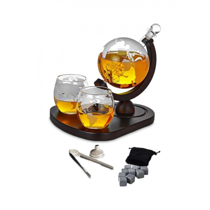 Set decantor premium By Ship Drink,850  ml, 2 pahare cu imprimeu, 9 cuburi din granit [5]