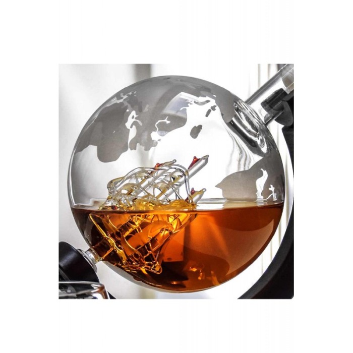 Set decantor premium By Ship Drink,850  ml, 2 pahare cu imprimeu, 9 cuburi din granit [8]