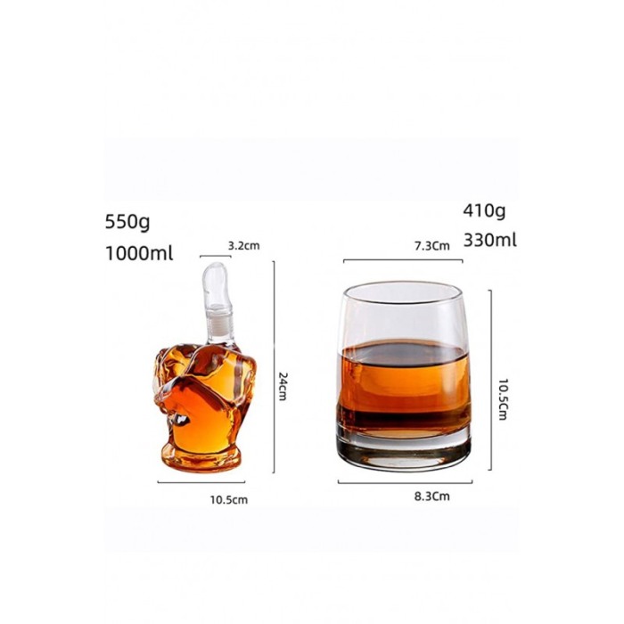 Set decantor premium MiddleFinger, design creativ, 2 pahare, dop de sticla inclus, materiale de calitate, 800 ml, Doty®️ [2]