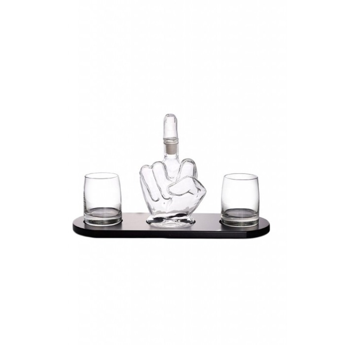 Set decantor premium MiddleFinger, design creativ, 2 pahare, dop de sticla inclus, materiale de calitate, 800 ml, Doty®️ [3]