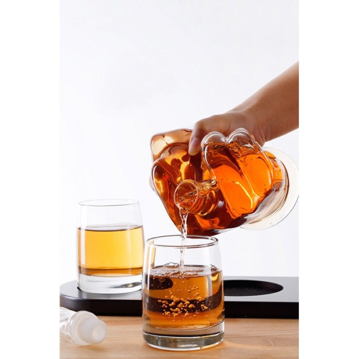 Set decantor premium MiddleFinger, design creativ, 2 pahare, dop de sticla inclus, materiale de calitate, 800 ml, Doty®️ [5]
