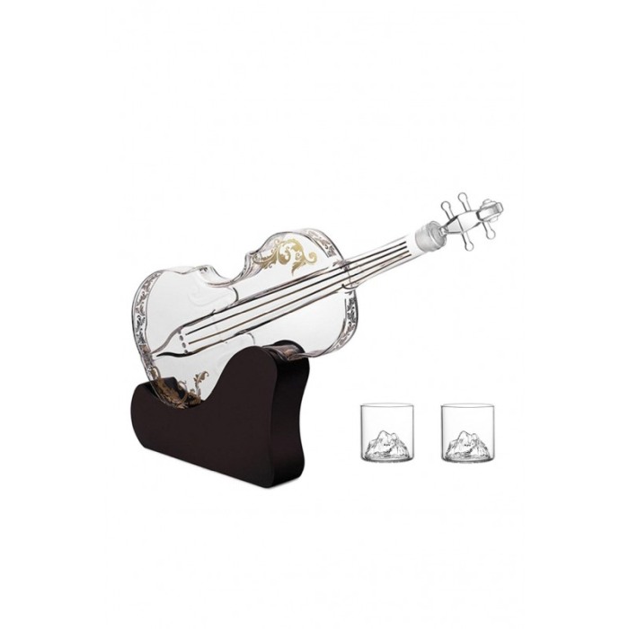 Set decantor premium ViolinWine, design creativ, 2 pahare, dop de sticla inclus, materiale de calitate, 1000 ml, Doty®️ [1]