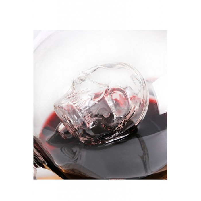 Set decantor Skull Power, cu 2 pahare, design cu craniu, suport din lemn,materiale de calitate,850 ml [5]