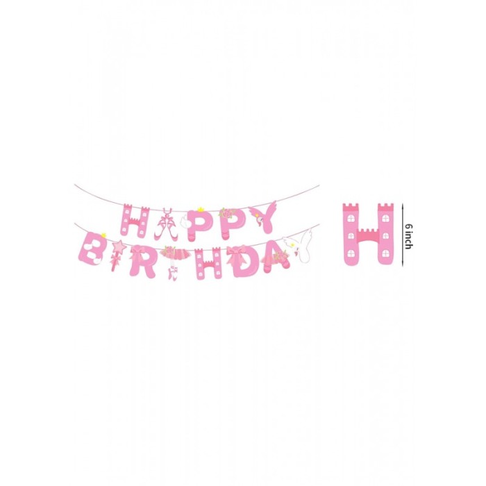 Set decoratiuni pentru petrecere BallerinaStyle, cu mesaj (,,Happy Birthday"), 15 cm, roz, Doty®️ [2]