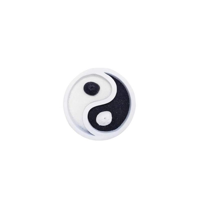 Set decorativ Yin Yang, lumanare si accesorii incluse, din rasina, efect de relaxare, alb, 15 cm, Doty® [5]
