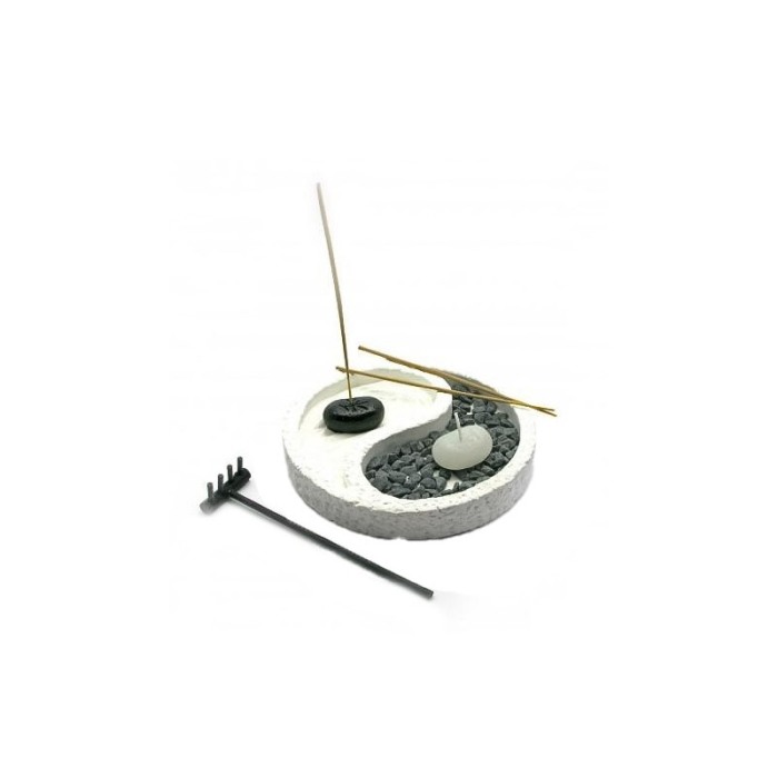 Set decorativ Yin Yang, lumanare si accesorii incluse, din rasina, efect de relaxare, alb, 15 cm, Doty® [2]