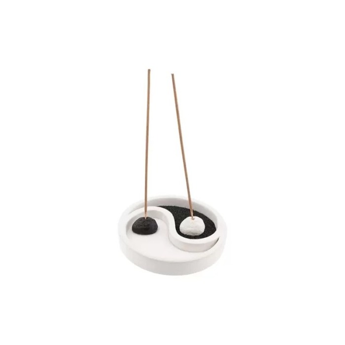 Set decorativ Yin Yang, lumanare si accesorii incluse, din rasina, efect de relaxare, alb, 15 cm, Doty® [4]