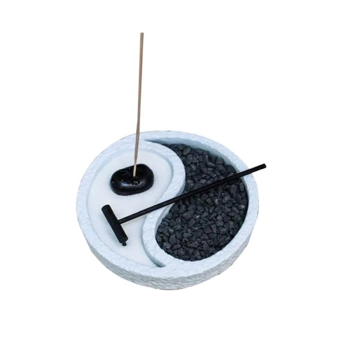Set decorativ Yin Yang, lumanare si accesorii incluse, din rasina, efect de relaxare, alb, 15 cm, Doty® [6]