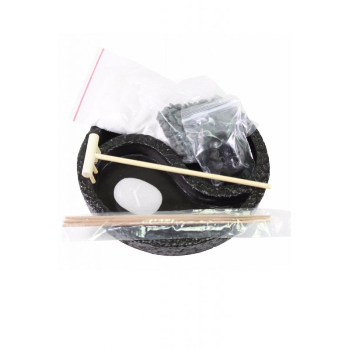 Set decorativ Yin Yang, lumanare si accesorii incluse, din rasina, efect de relaxare, alb/negru, 15 cm [5]