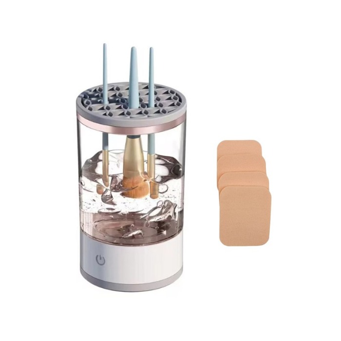 Set Dispozitiv electric pentru curatarea si uscarea pensulelor de machiaj Clean&Beauty Doty® si 4 bureti, USB, cu ultrasunete [1]