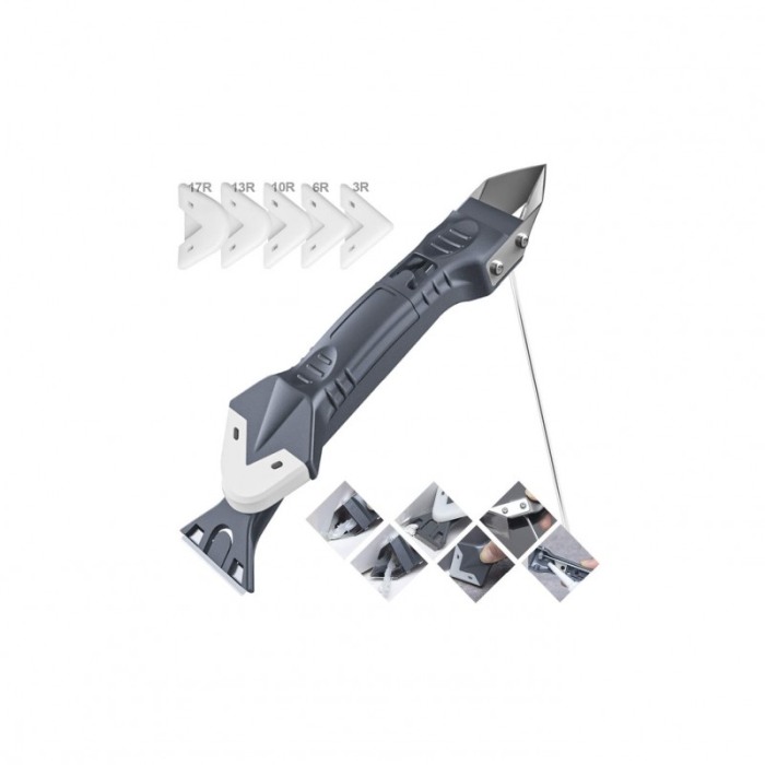Set dispozitiv pentru modelare si curatare silicon Soft Trowel 3 in 1 , accesorii incluse, gri, Doty®️ [1]