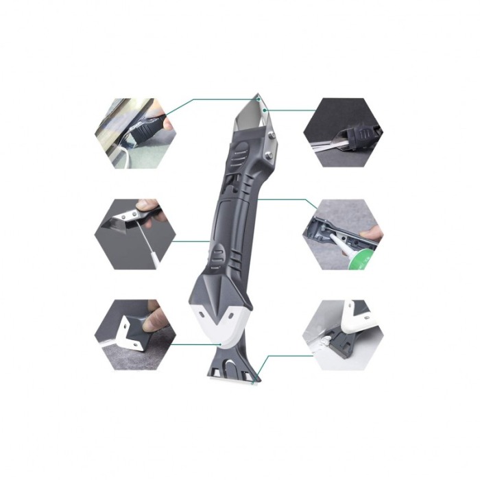 Set dispozitiv pentru modelare si curatare silicon Soft Trowel 3 in 1 , accesorii incluse, gri, Doty®️ [4]