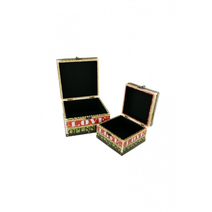 Set doua cutii din lemn, imprimeu Confidence Love, ideal pentru decor, a fi oferite cadou sau pentru depozitare [3]