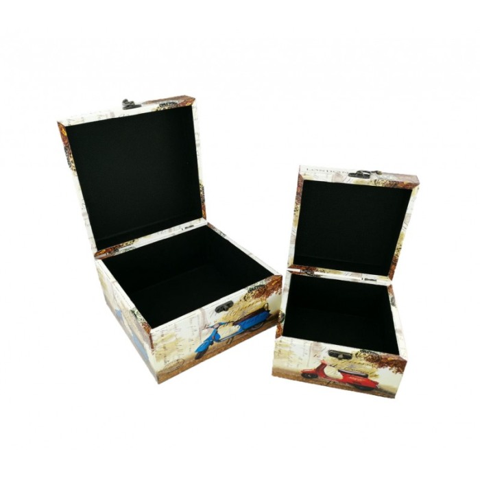 Set doua cutii din lemn, imprimeu Paris-London, ideal pentru decor, a fi oferite cadou sau pentru depozitare [3]