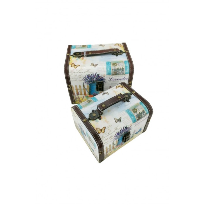 Set doua cutii din lemn, multicolor, ideal pentru decor, a fi oferite cadou sau pentru depozitare [1]
