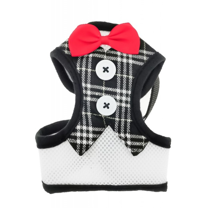Set  ham cu lesa pentru caini sau pisici, tip Vesta cu papion rosu cu negru, masura L, Doty [2]