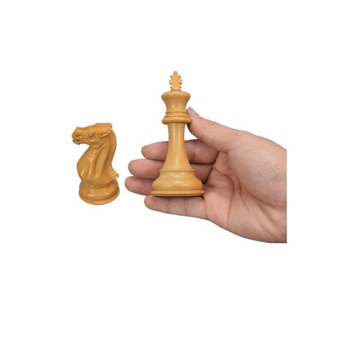 Set joc de sah, piese si tabla din lemn, usor de transportat, lucrate manual, maro, Doty®️ [4]