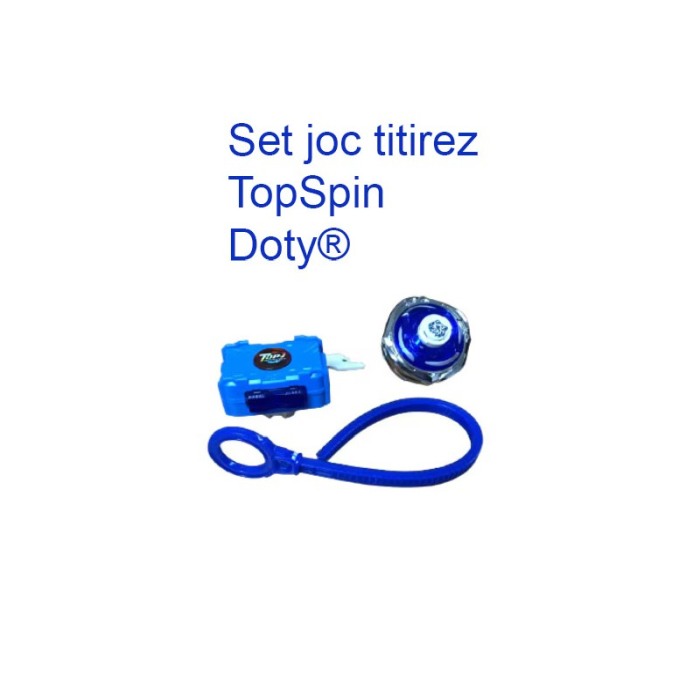 Set Joc titirez AnimalSpin Doty®, interactiv, model tigru, distractiv, manual, 3+, plastic/metal, albastru [2]