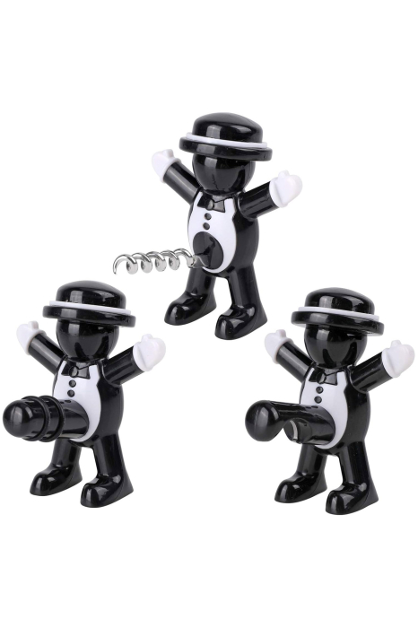 Set Joyful Men Doty®, tirbuson, dop, desfacator, material rezistent, design modern, negru [3]