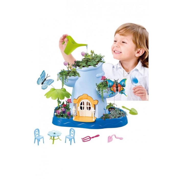 Set Kit gradinarit pentru copii NatureHouse, forma de casuta, accesorii si seminte incluse, educativ si interactiv, albastru [6]