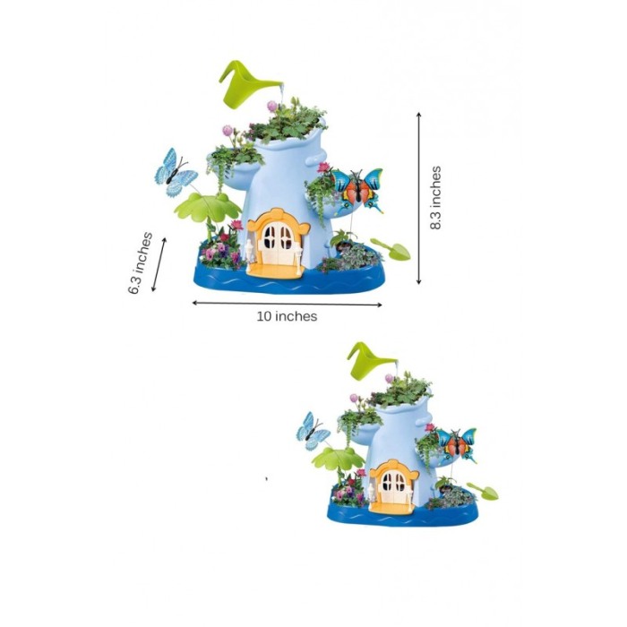 Set Kit gradinarit pentru copii NatureHouse, forma de casuta, accesorii si seminte incluse, educativ si interactiv, albastru [2]