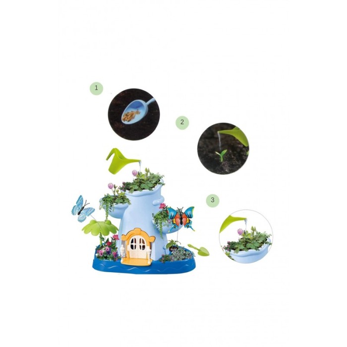 Set Kit gradinarit pentru copii NatureHouse, forma de casuta, accesorii si seminte incluse, educativ si interactiv, albastru [4]