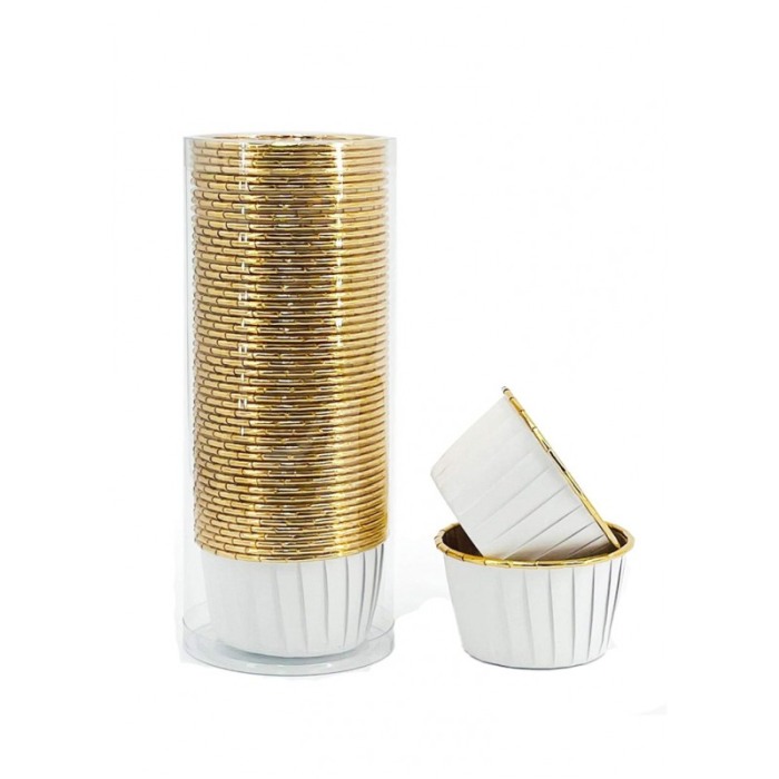 Set Luxury 50 Forme Briose si Cupcake, ovale, Design Elegant, Auriu cu alb, Rezistente la Coacere si Ulei, Doty® [2]