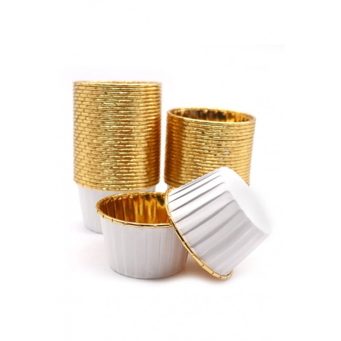 Set Luxury 50 Forme Briose si Cupcake, ovale, Design Elegant, Auriu cu alb, Rezistente la Coacere si Ulei, Doty® [7]