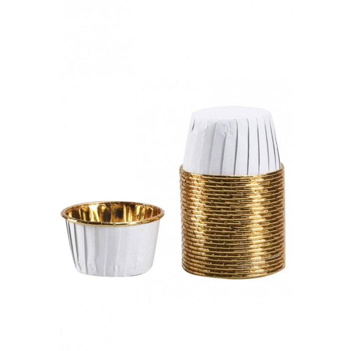 Set Luxury 50 Forme Briose si Cupcake, ovale, Design Elegant, Auriu cu alb, Rezistente la Coacere si Ulei, Doty® [6]