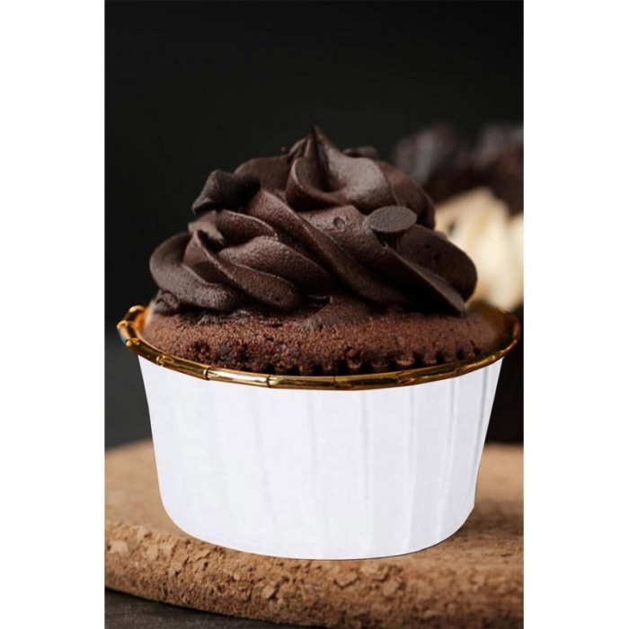 Set Luxury 50 Forme Briose si Cupcake, ovale, Design Elegant, Auriu cu alb, Rezistente la Coacere si Ulei, Doty® [4]