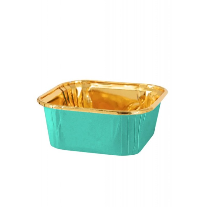 Set Luxury 50 Forme Briose si Cupcake, Patrate, Design Elegant turcoaz cu folie Aurie, Rezistente la Coacere si Ulei, Doty® [3]