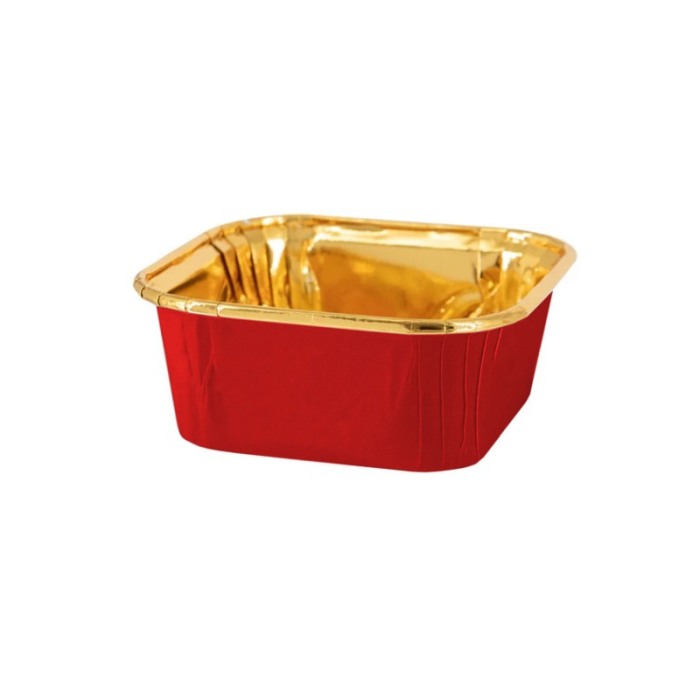 Set Luxury 50 Forme Briose si Cupcake, Patrate, Design Elegante rosu cu folie de Aurie, Rezistente la Coacere si Ulei, Doty® [5]