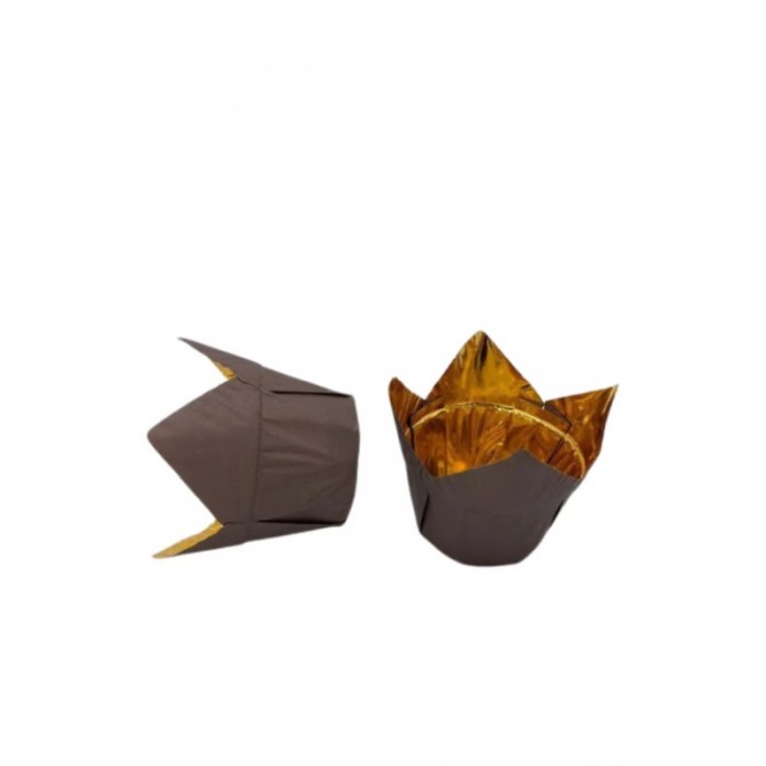 Set Luxury 50 Forme Briose si Cupcake TullipCake, ovale, Design Elegant, maro cu auriu, Termorezistente, Doty® [4]