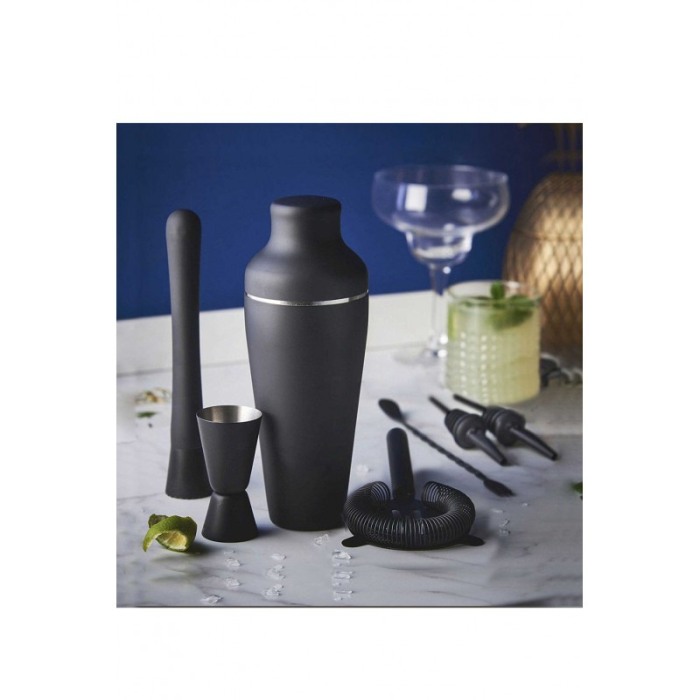 Set Luxury Cocktail,9 accesorii incluse, design elegant , 700 ml , otel inoxidabil si ABS, negru mat [5]