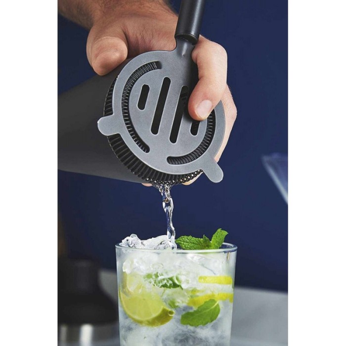 Set Luxury Cocktail,9 accesorii incluse, design elegant , 700 ml , otel inoxidabil si ABS, negru mat [3]