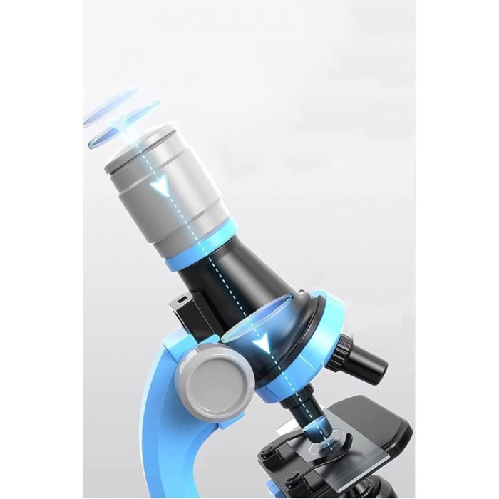 Set Microscop de jucarie pentru copii Tanarul Savant, educativ, cu trei dimensiuni de marire, 100x, 400x si 1200x, albastru [3]