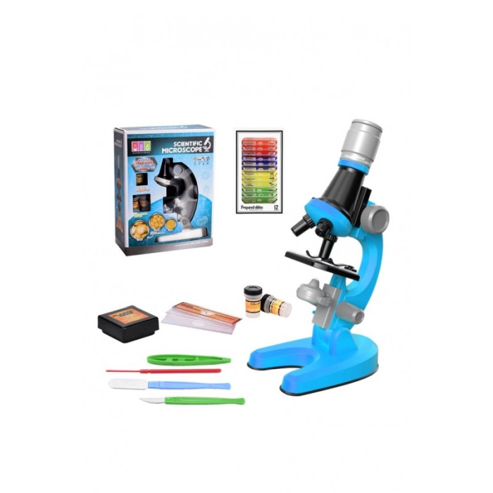 Set Microscop de jucarie pentru copii Tanarul Savant, educativ, cu trei dimensiuni de marire, 100x, 400x si 1200x, albastru [5]