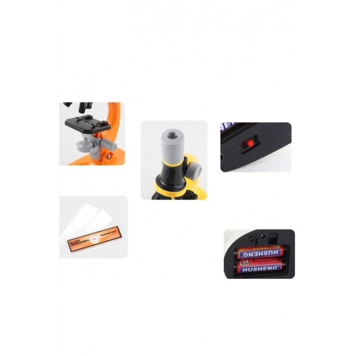 Set Microscop de jucarie pentru copii Tanarul Savant, educativ, cu trei dimensiuni de marire, 100x, 400x si 1200x, portocaliu [5]