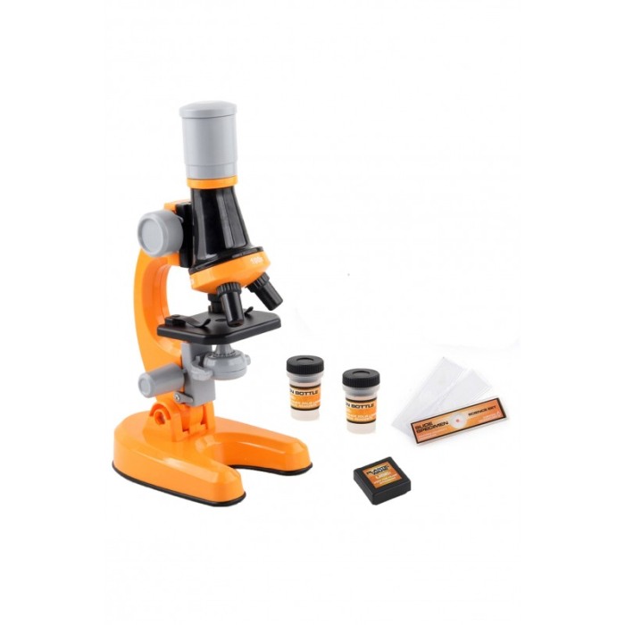Set Microscop de jucarie pentru copii Tanarul Savant, educativ, cu trei dimensiuni de marire, 100x, 400x si 1200x, portocaliu [4]