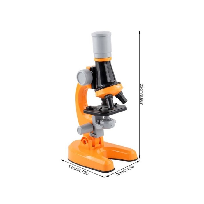 Set Microscop de jucarie pentru copii Tanarul Savant, educativ, cu trei dimensiuni de marire, 100x, 400x si 1200x, portocaliu [6]