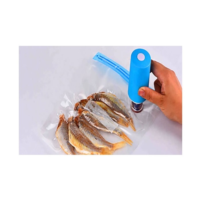Set Mini aparat de vidat Blue Vacuum Food, cu 6 pungi incluse, reincarcabil, dimensiuni reduse, portabil, practic si eficient, a [3]