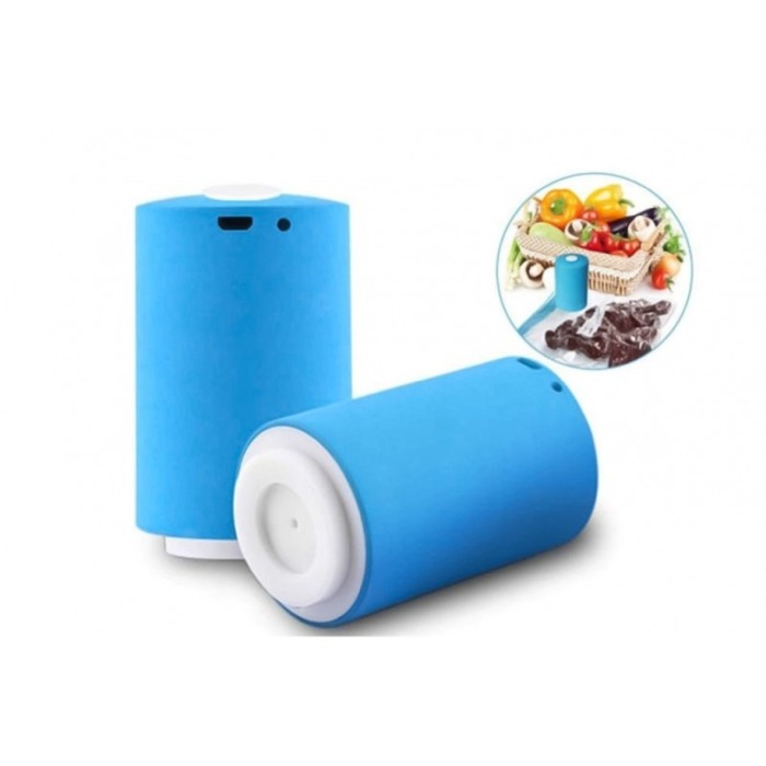 Set Mini aparat de vidat Blue Vacuum Food, cu 6 pungi incluse, reincarcabil, dimensiuni reduse, portabil, practic si eficient, a [6]