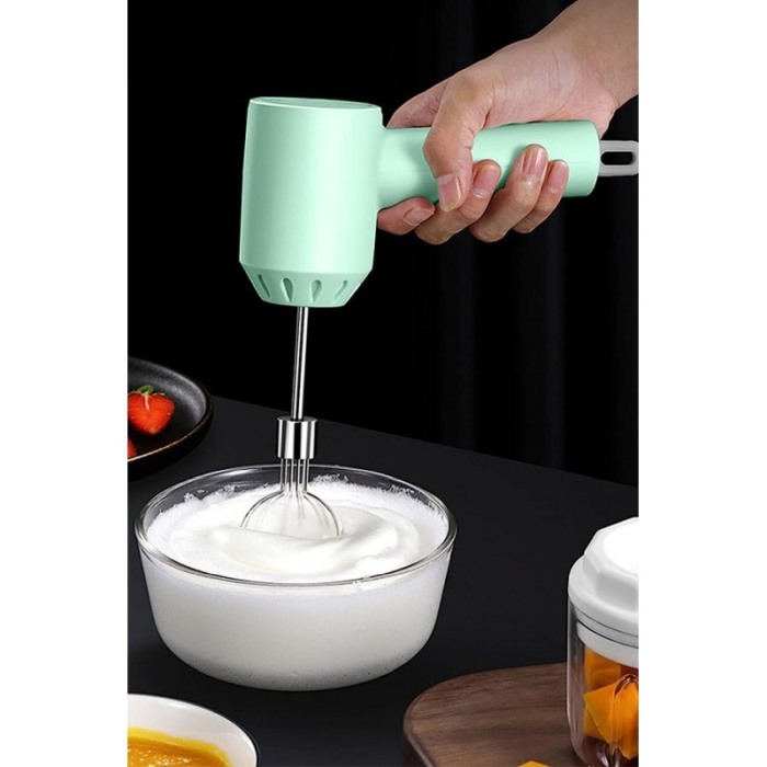 Set Mini aparat electric JubHandMix, tip mixer reincarcabil, 2 capete incluse, USB inclus, usor de utilizat, verde, Doty®️ [2]