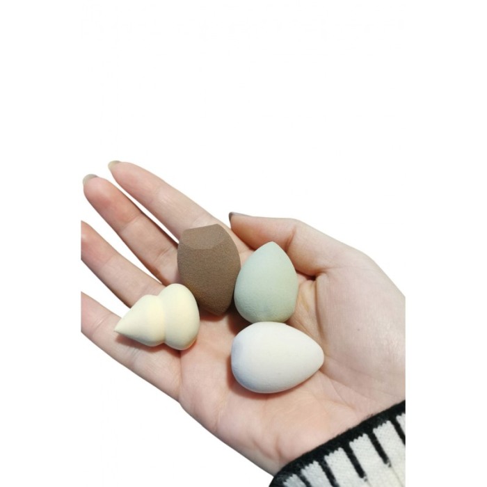 Set mini bureti make up LisaBeauty Doty®, 4 piese, aplicator fond de ten, corector, usor de folosit si curatat, maro/bej, 4 cm [4]