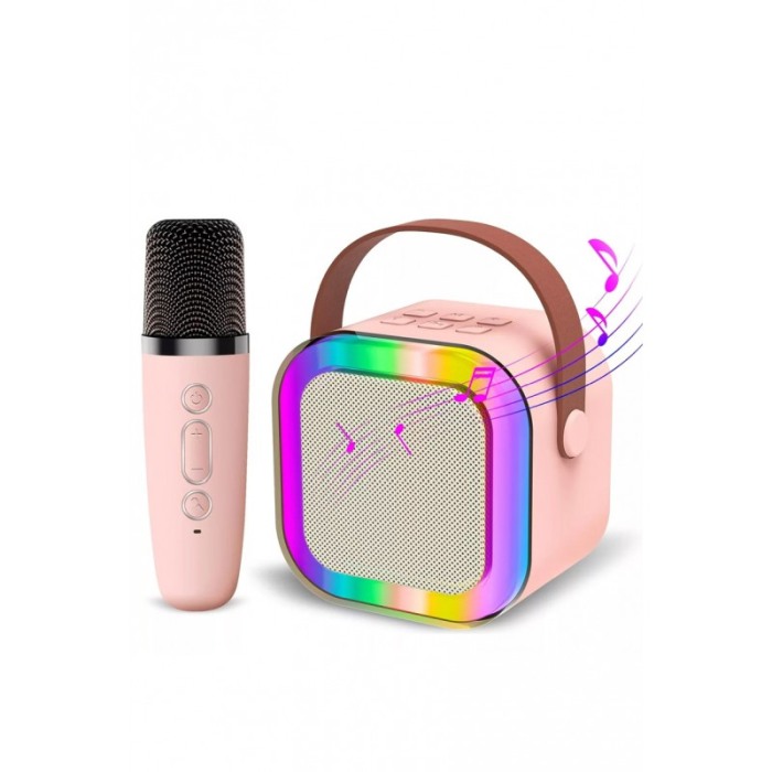 Set Mini Statie pentru karaoke VividMusic Doty®, Copii / Adulti, 2 in 1, boxa si microfon wireless, LED [5]