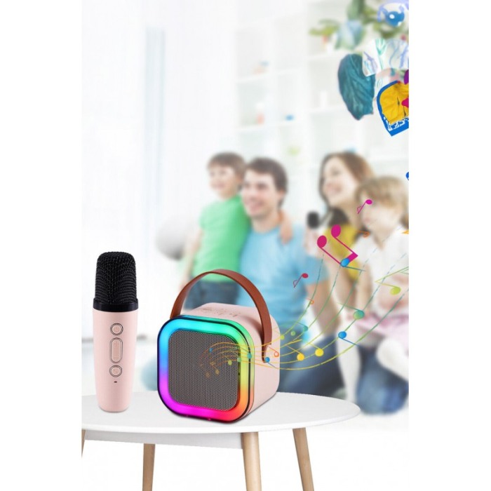Set Mini Statie pentru karaoke VividMusic Doty®, Copii / Adulti, 2 in 1, boxa si microfon wireless, LED [7]
